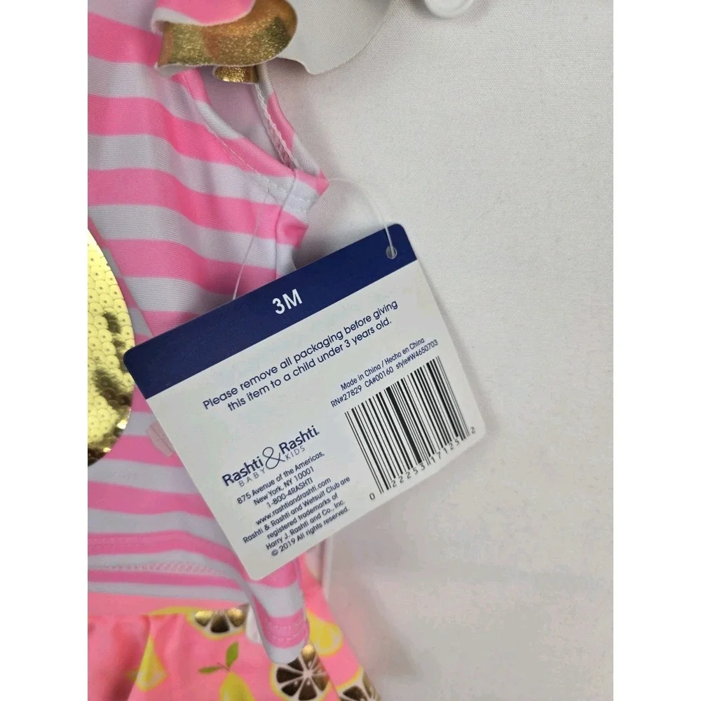 Wetsuit Club kids bathing suit girls NWT size 3M Rashti Baby lemon 2 piece upf50